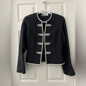 Vintage women’s Noviello-Bloom black & cream button blazer textured chic 8